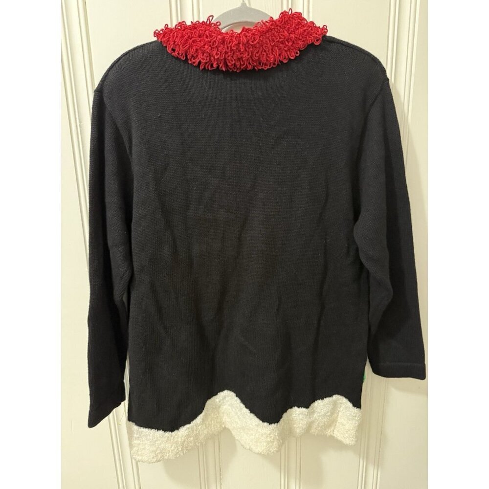 Vintage Jack B. Quick Christmas Sweater Santa Claus ugly Black Size Large - Picture 9 of 9
